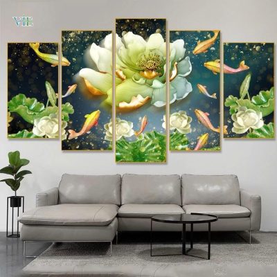 Tranh phong thuỷ cá chép hoa sen VN020