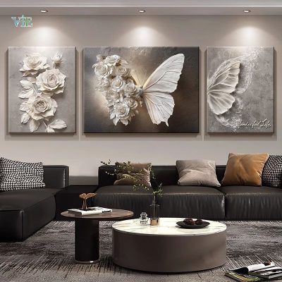 Tranh tráng gương bướm trắng 3D - Tranh Vie VN027