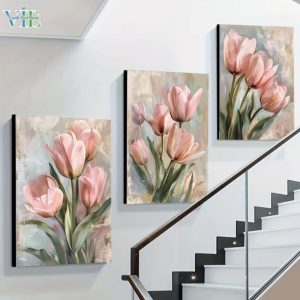 Bộ 3 tranh canvas hoa hồng tranh Vie