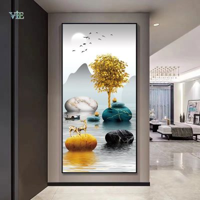 Tranh phong cảnh cây đồng tiền hươu vàng VN024