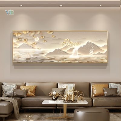 Tranh phong thuỷ núi non và thuyền trăng VN026
