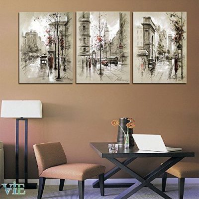 Tranh 3D quán cà phê mang phong cách đô thị và kiến trúc hiện đại