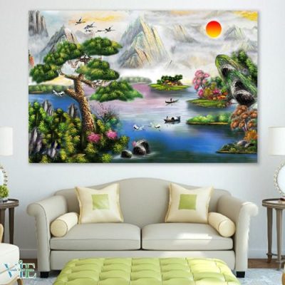 tranh phong thuỷ núi non hùng vĩ, độc lập