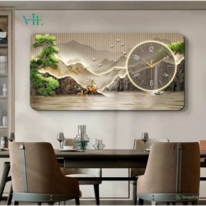 Tranh phong cảnh đồng hồ hạc bay về núi Vn024
