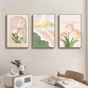 Bộ 3 tranh canvas hoa hồng