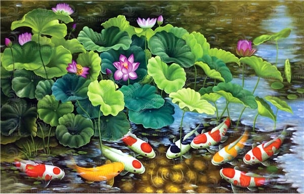 tranh cá chép hoa sen