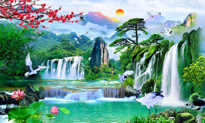 Tranh dán tường hợp mệnh hỏa