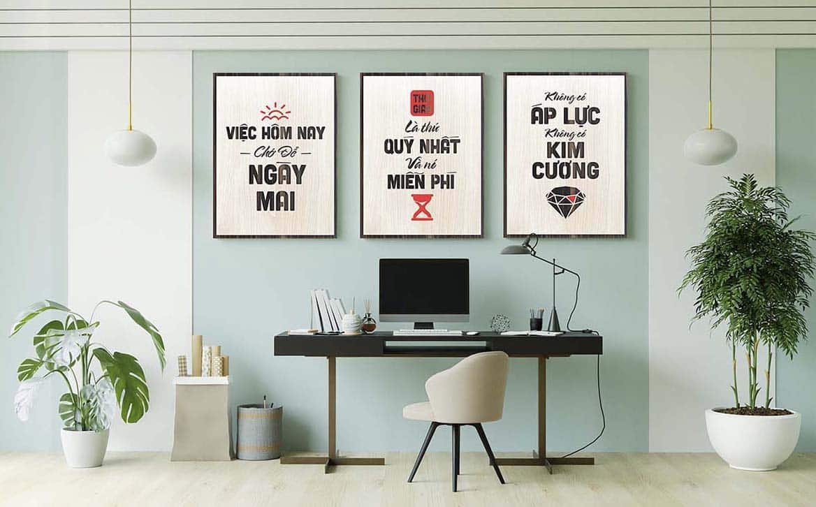 Tranh cổ động slogan trang trí văn phòng