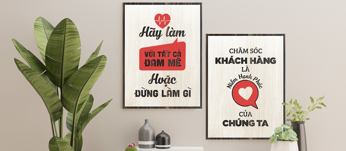 Tranh cổ động slogan trang trí văn phòng