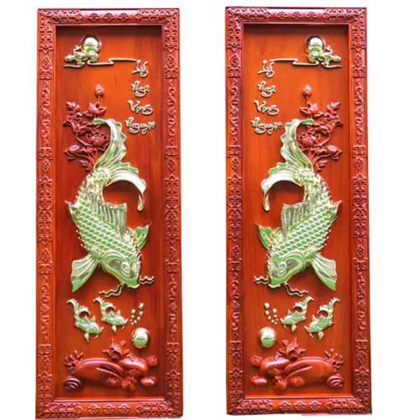 Tranh gỗ cá chép hoa sen