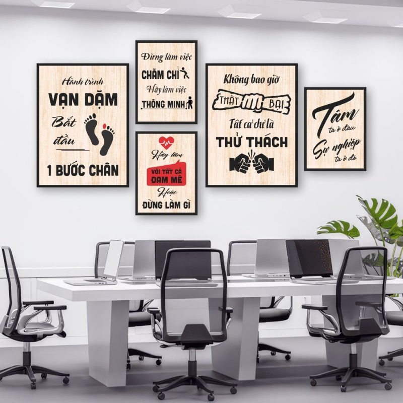 Tranh cổ động slogan trang trí văn phòng